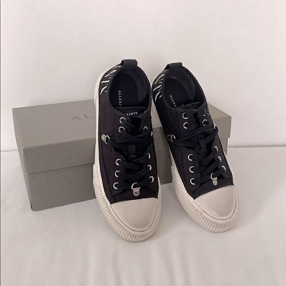 ⭕️ ALL SAINTS Sneakers Black Low Top Designer 9 39 - Picture 1 of 7